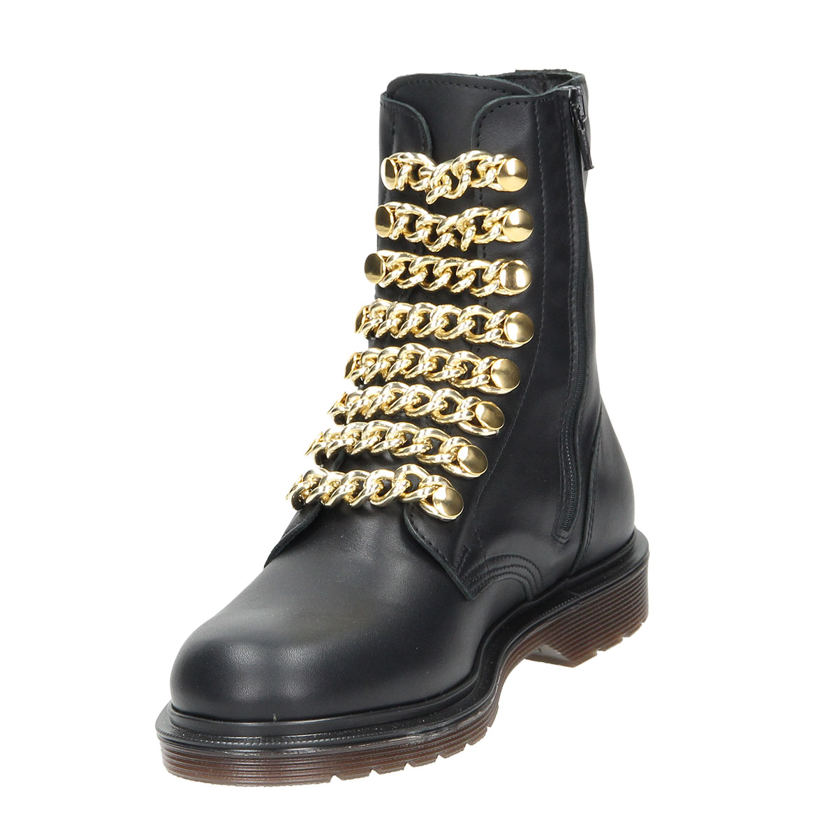 Amelie Black Leather Gold
