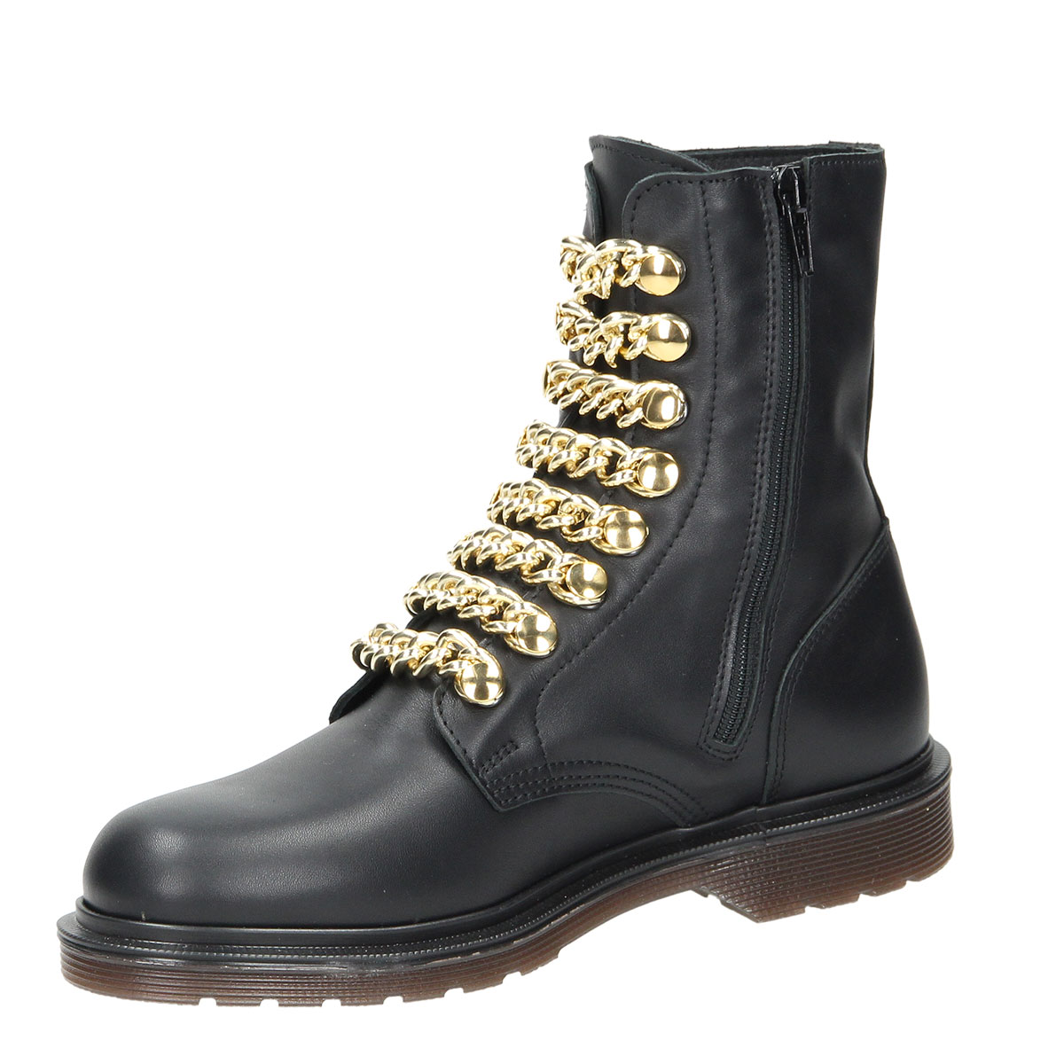 Amelie Black Leather Gold